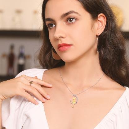 Moon Cat Urn Necklaces for Ashes Memorial Jewelry model gold