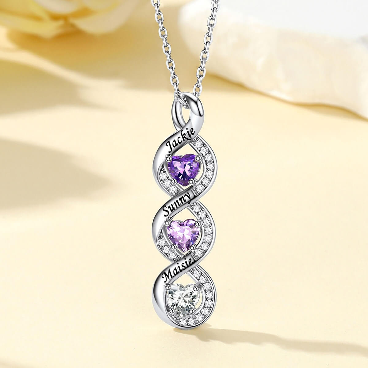 Custom 3 Birthstones Necklace For Mom