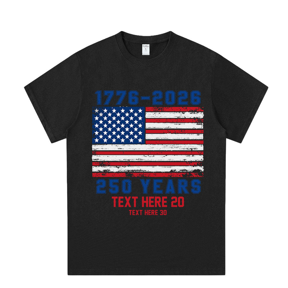 America 250th Anniversary Patriotic Flag T-Shirt 1776-2026 Black