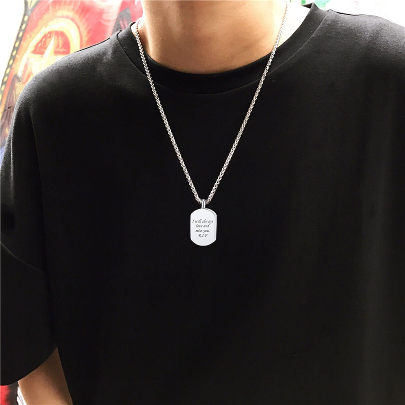 Urn Cremation Pendant Necklace for Ashes Dog Tag Memorial Jewelry FOR MEN MODEL