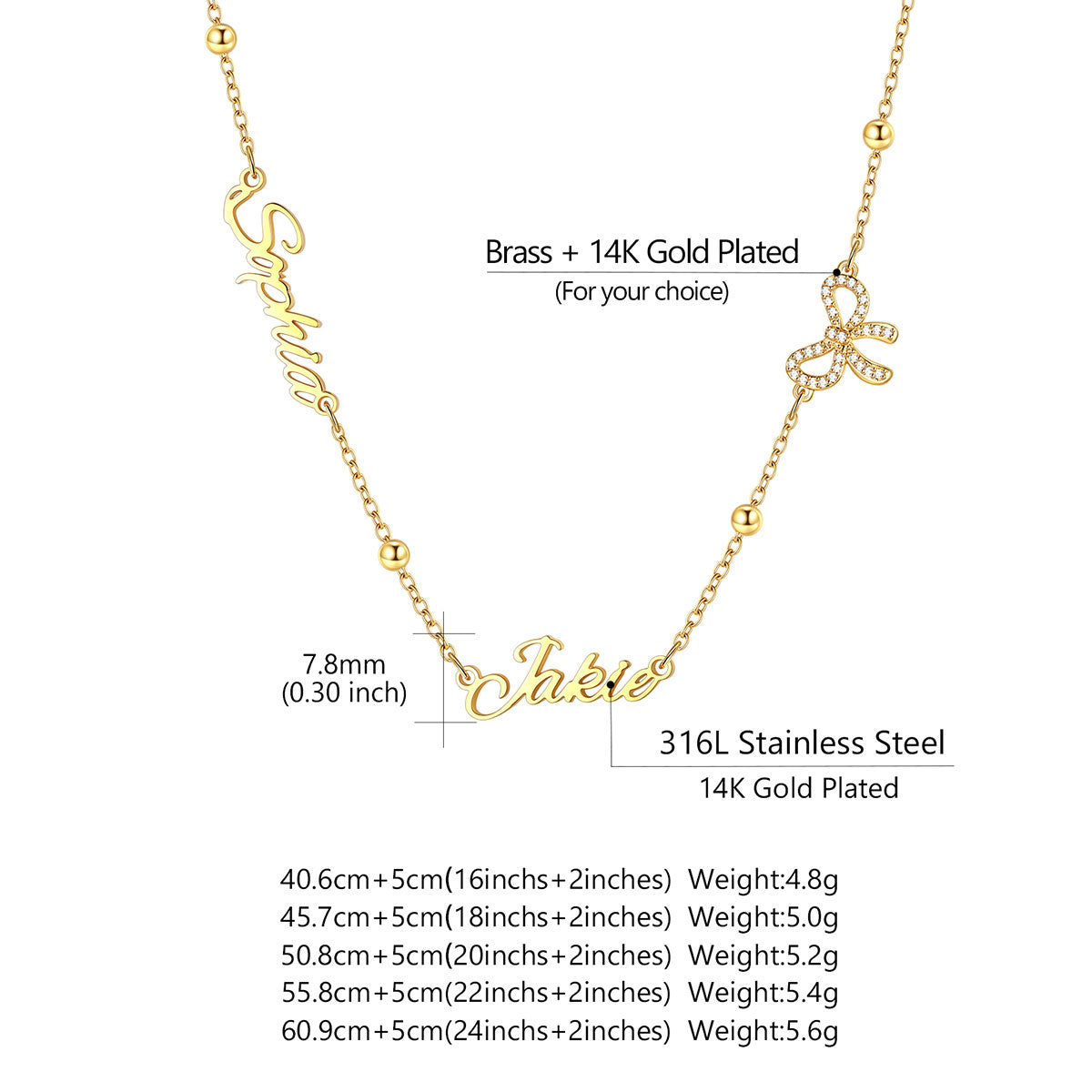 Custom Multi Nameplate Necklace for Women