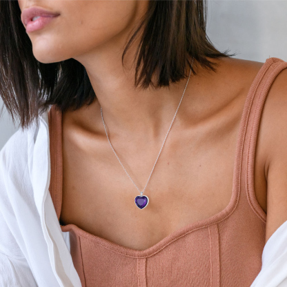 Birthstone Heart Shaped Urn Necklaces for Ashes  MODEL