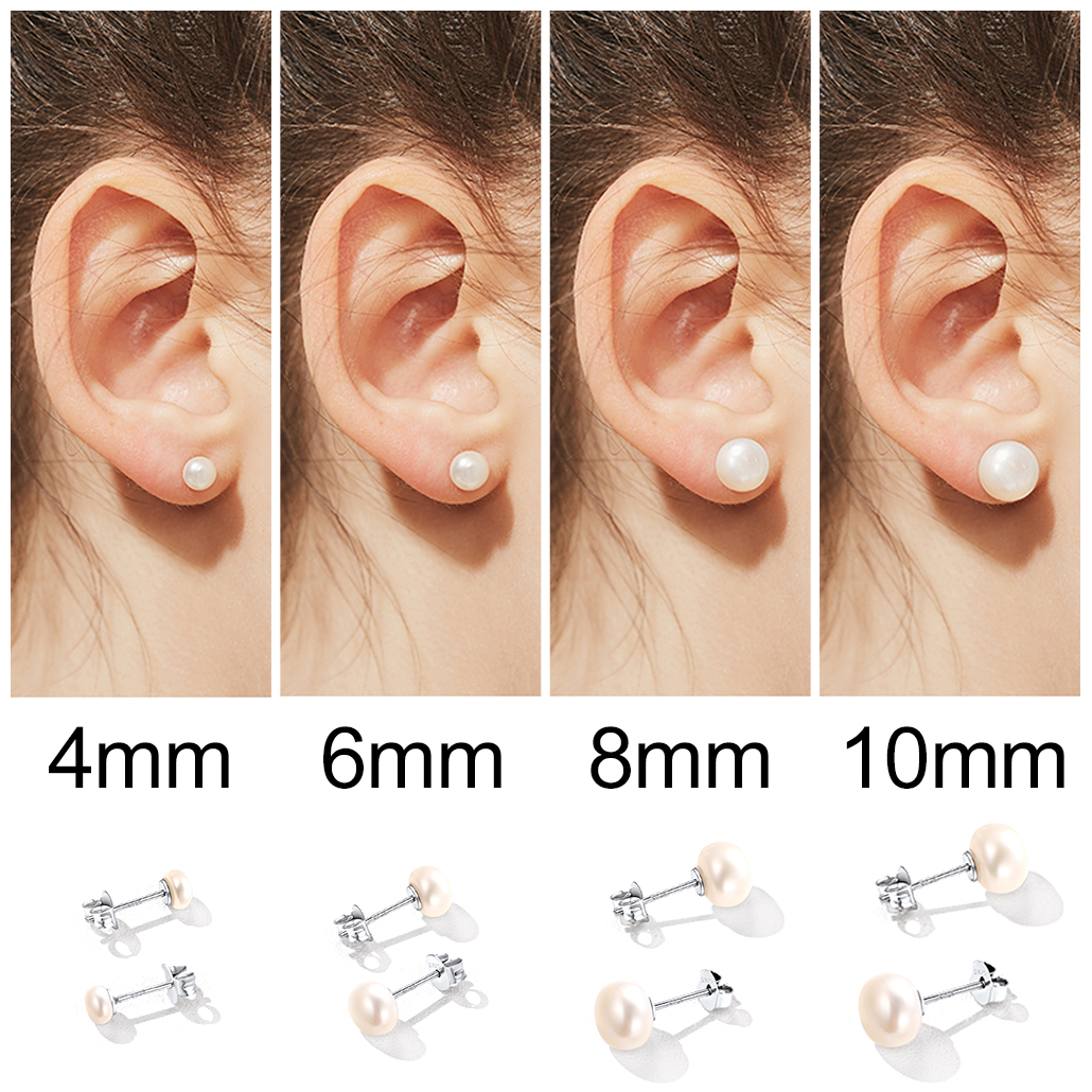 Freshwater Pearls Sterling Silver Studs Earings For Women 