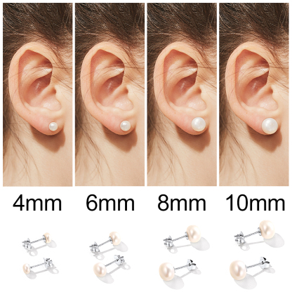 Freshwater Pearls Sterling Silver Studs Earings For Women 