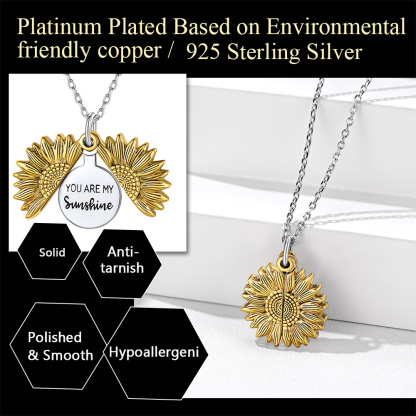 Custom Engraved Sunflower Locket Necklace 