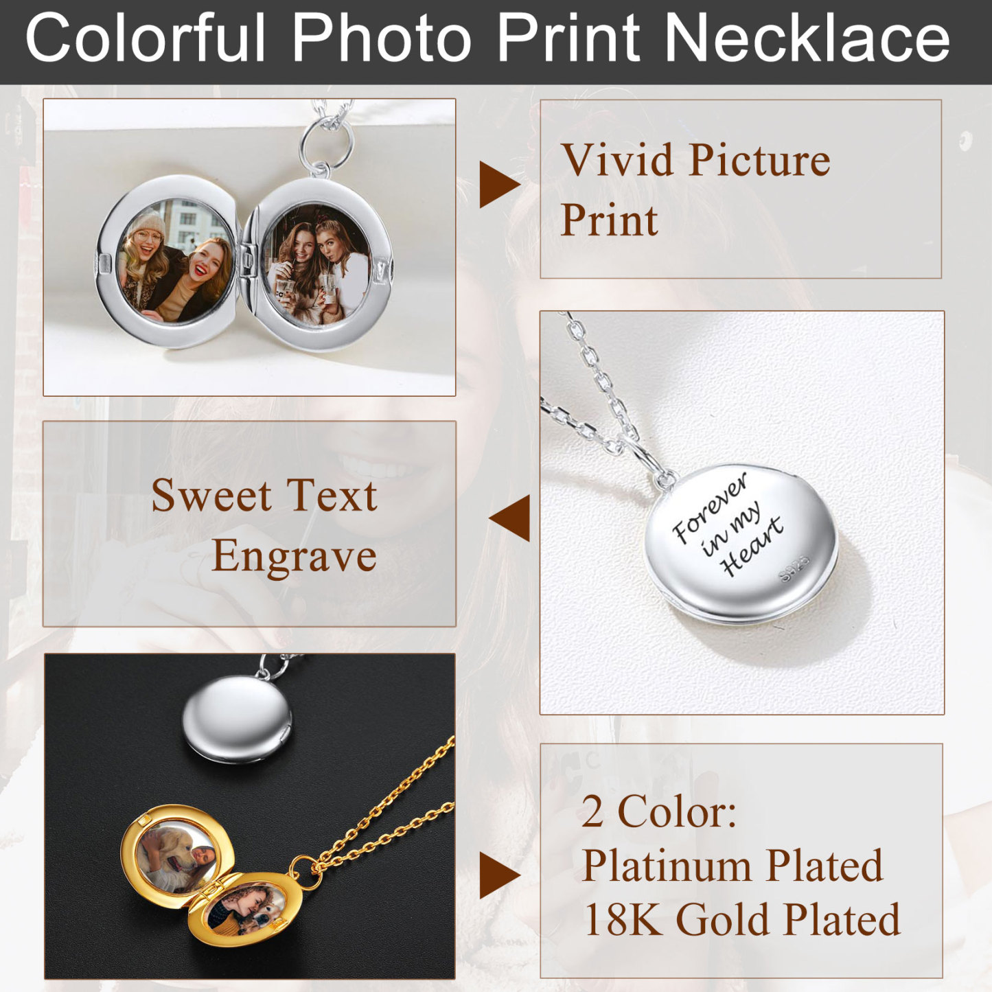 Personalized Photo Round Circle Locket Necklace 