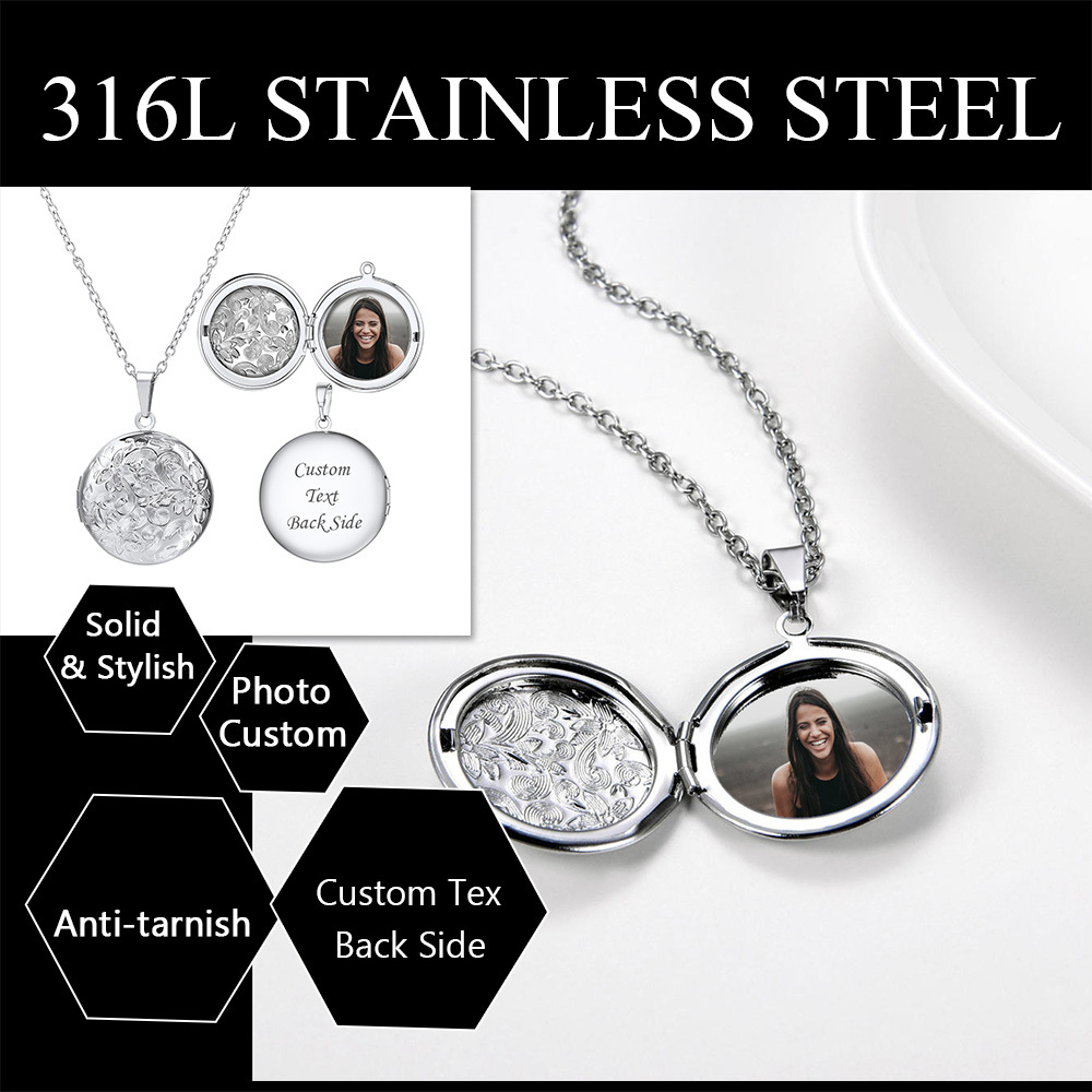 Personalized Picture Round Shape Locket Necklaces 