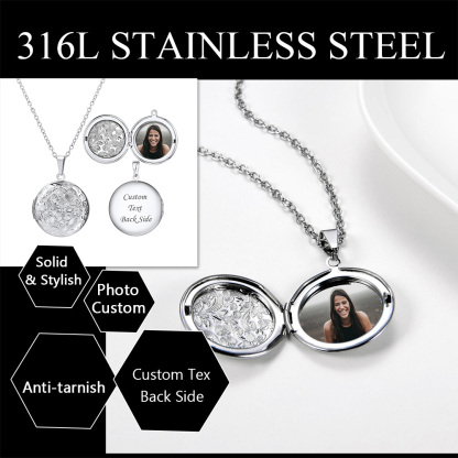 Personalized Picture Round Shape Locket Necklaces 