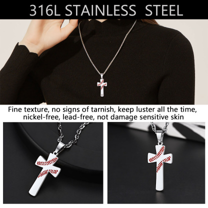 Personalized Engraved Cross Sports Necklace for Men