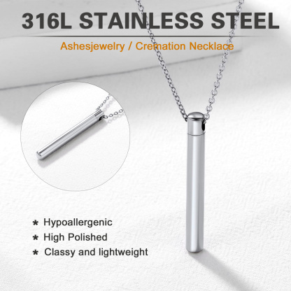 Custom Engraved Cremation Urn Necklace for Ashes stainless steel