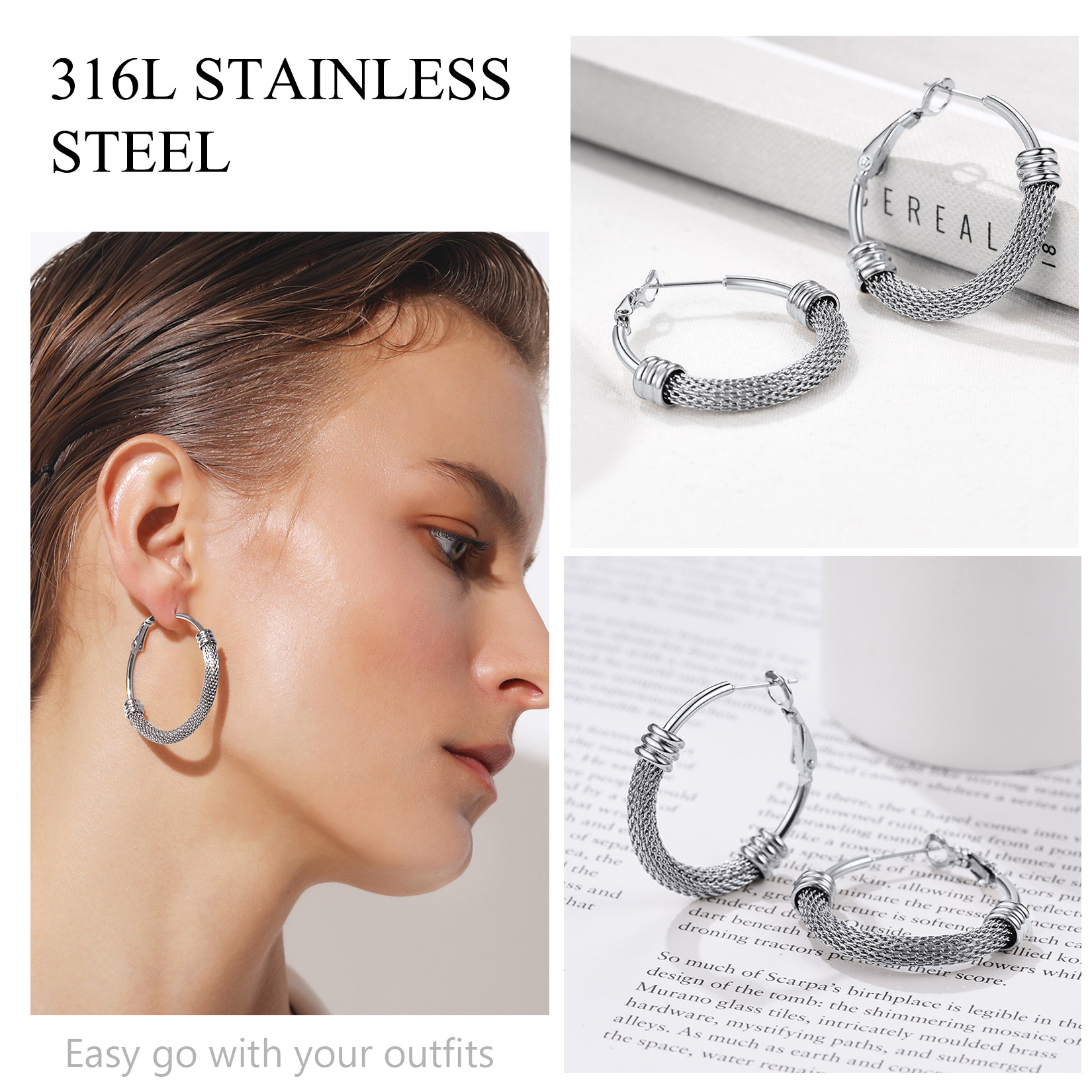 Stainless Steel Trendy Dop Hoop Earrings For Women