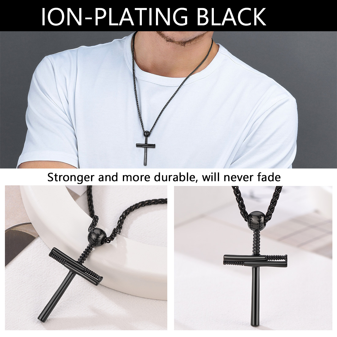 Custom Name Engraved Baseball Necklace for Men