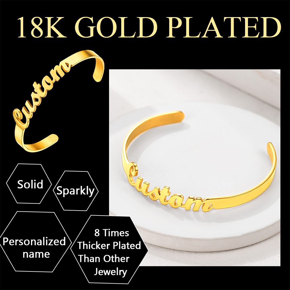 Personalized Name Engraved Bracelets for Women
