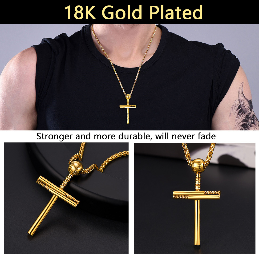 Custom Name Engraved Cross Necklace for Men