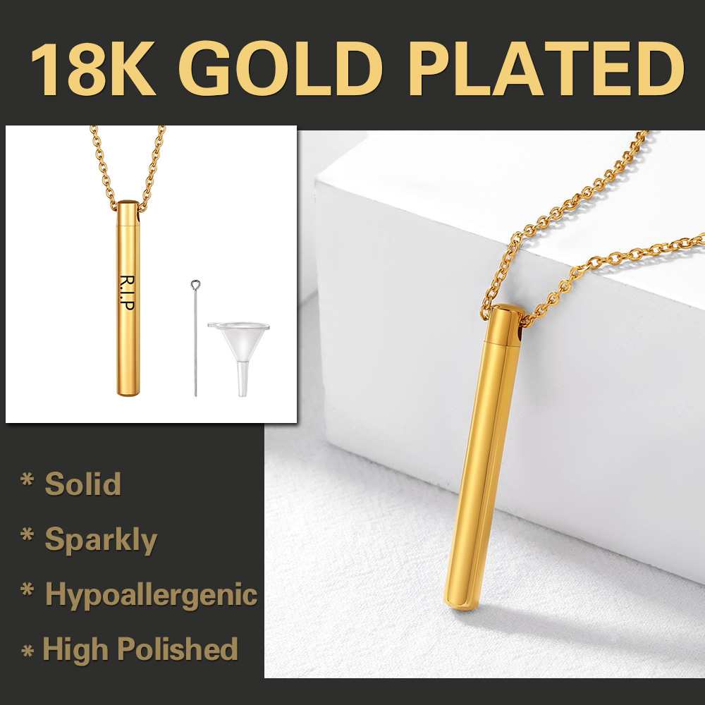 Custom Engraved Cremation Urn Necklace for Ashes 18k gold