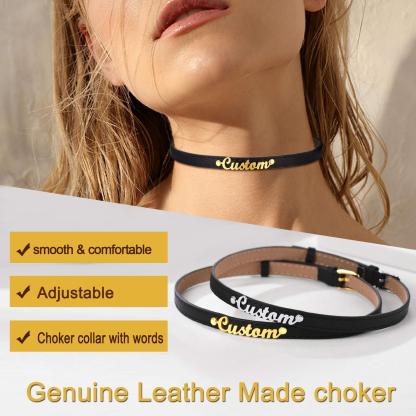 Name Leather Collar Choker for Women
