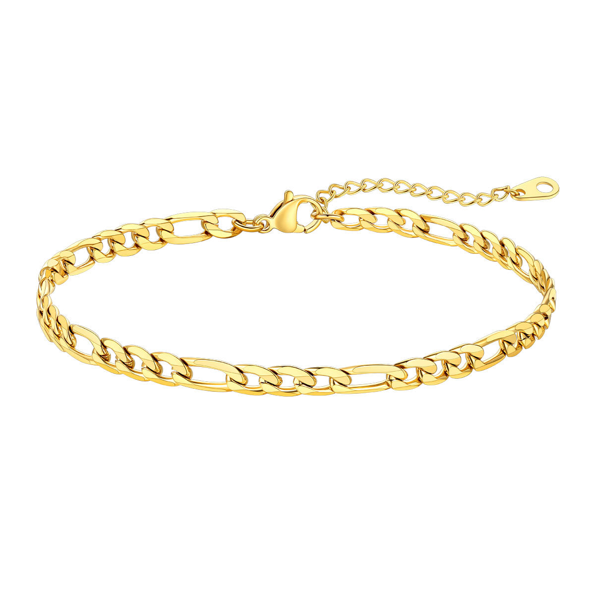 Curb & Figaro Chain Anklet for Women