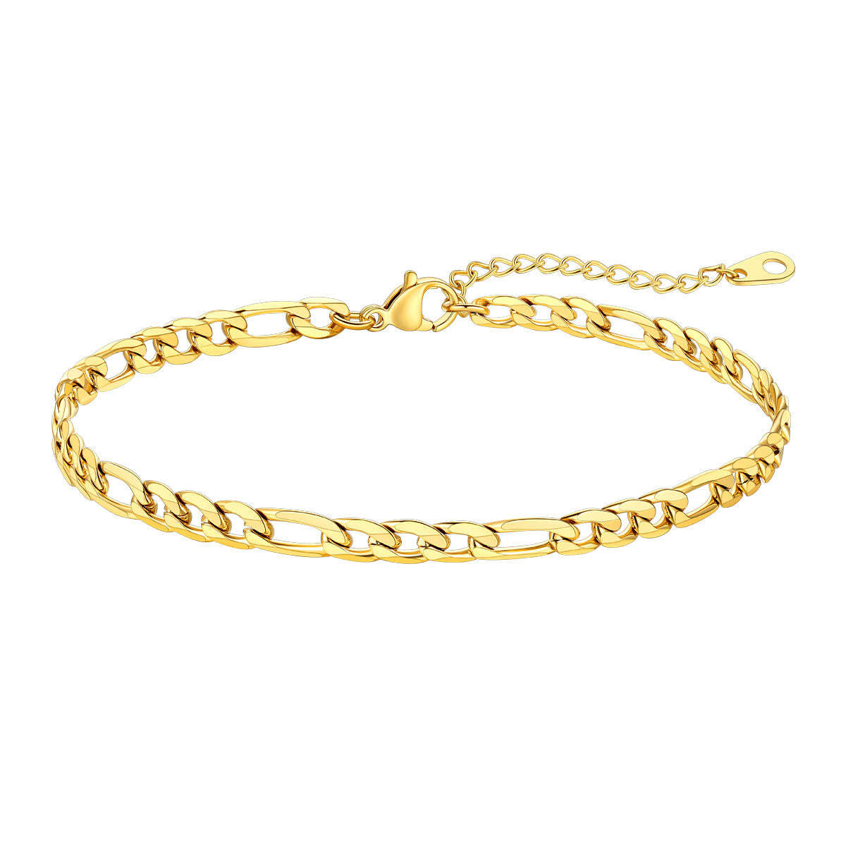 Curb & Figaro Chain Anklet for Women