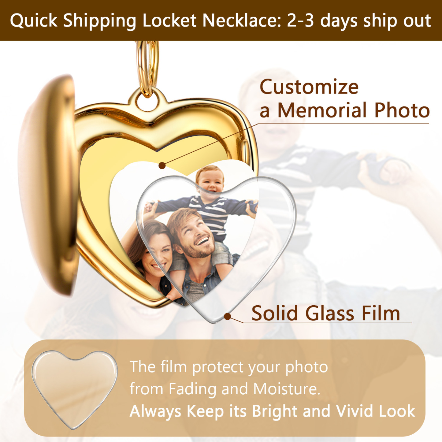 Personalized Heart Locket Necklace with Pictures For Women