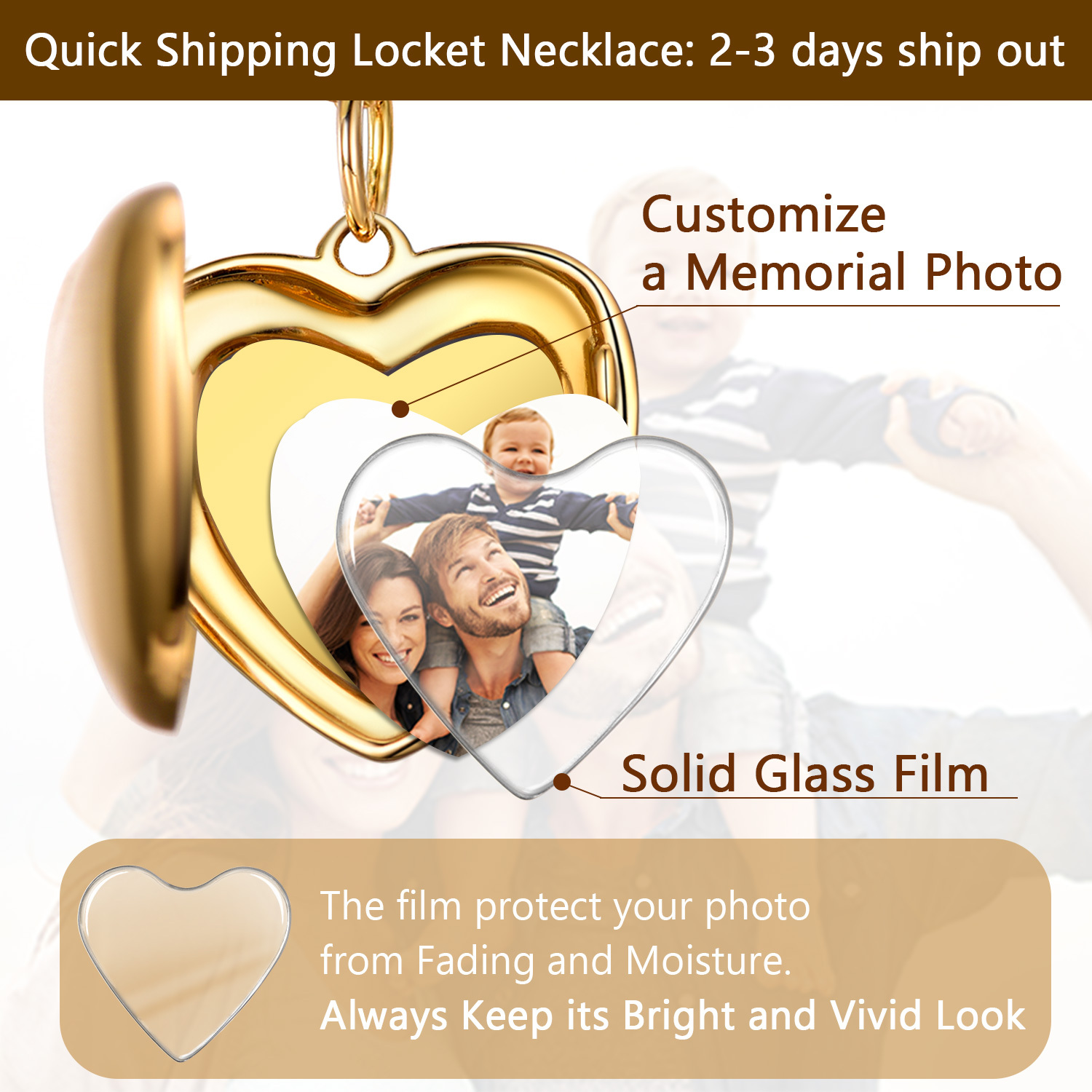 Personalized Heart Locket Necklace with Pictures For Women