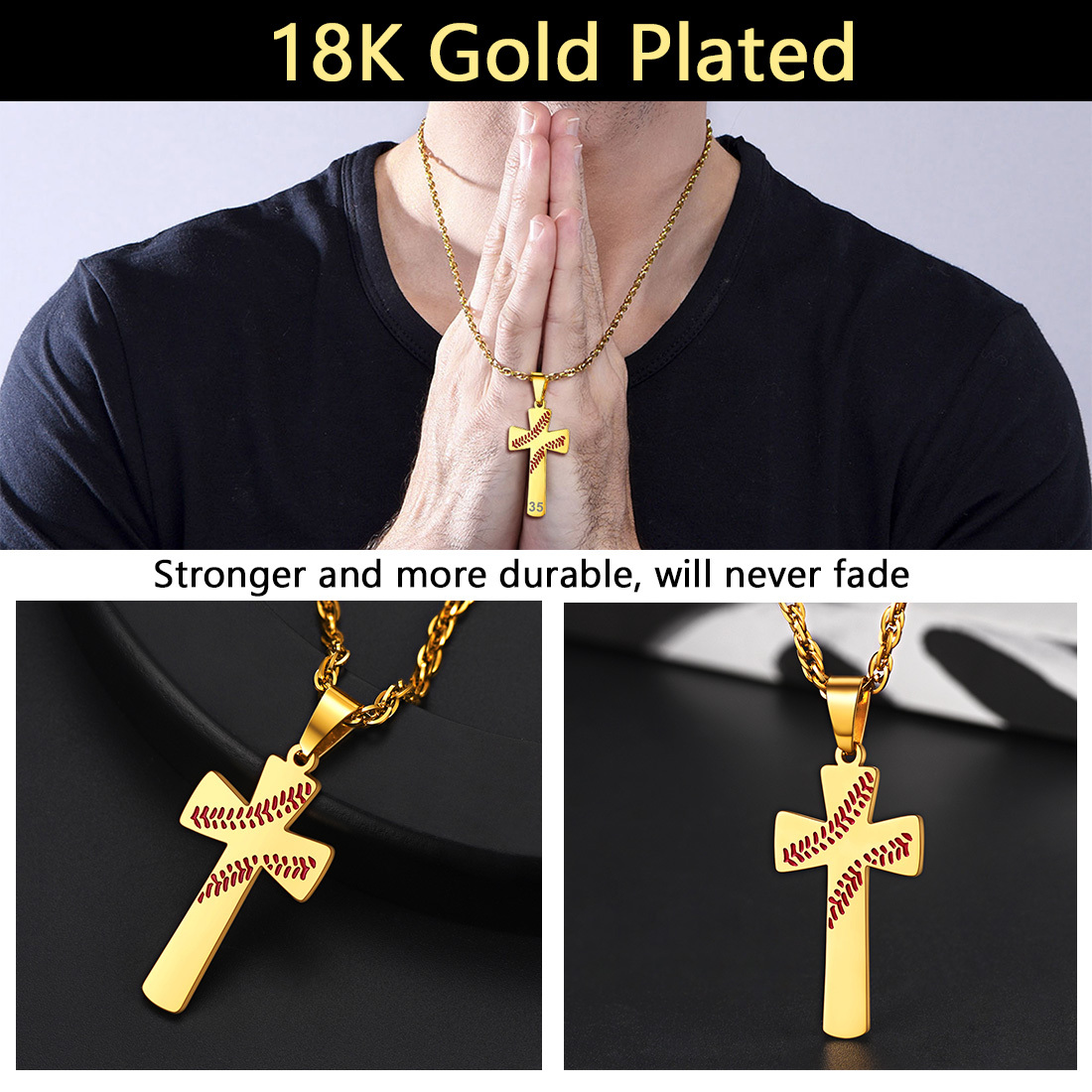 Personalized Cross Sports Necklace for Men