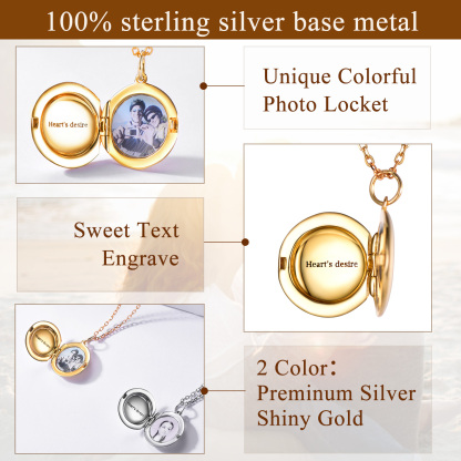 Personalized Photo Round Locket Necklace for Women 925 silver