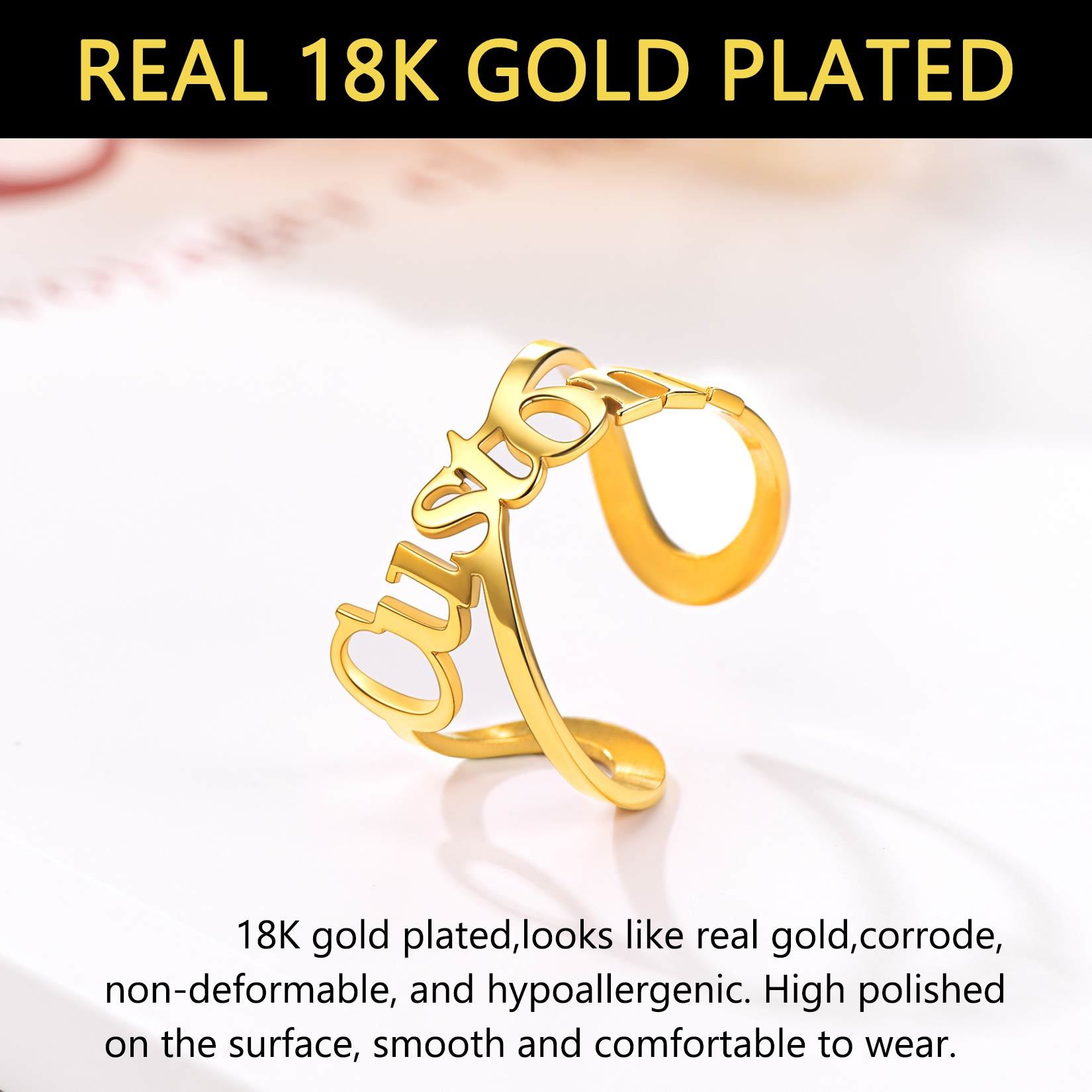 Custom Name Infinity Adjustable Ring gold