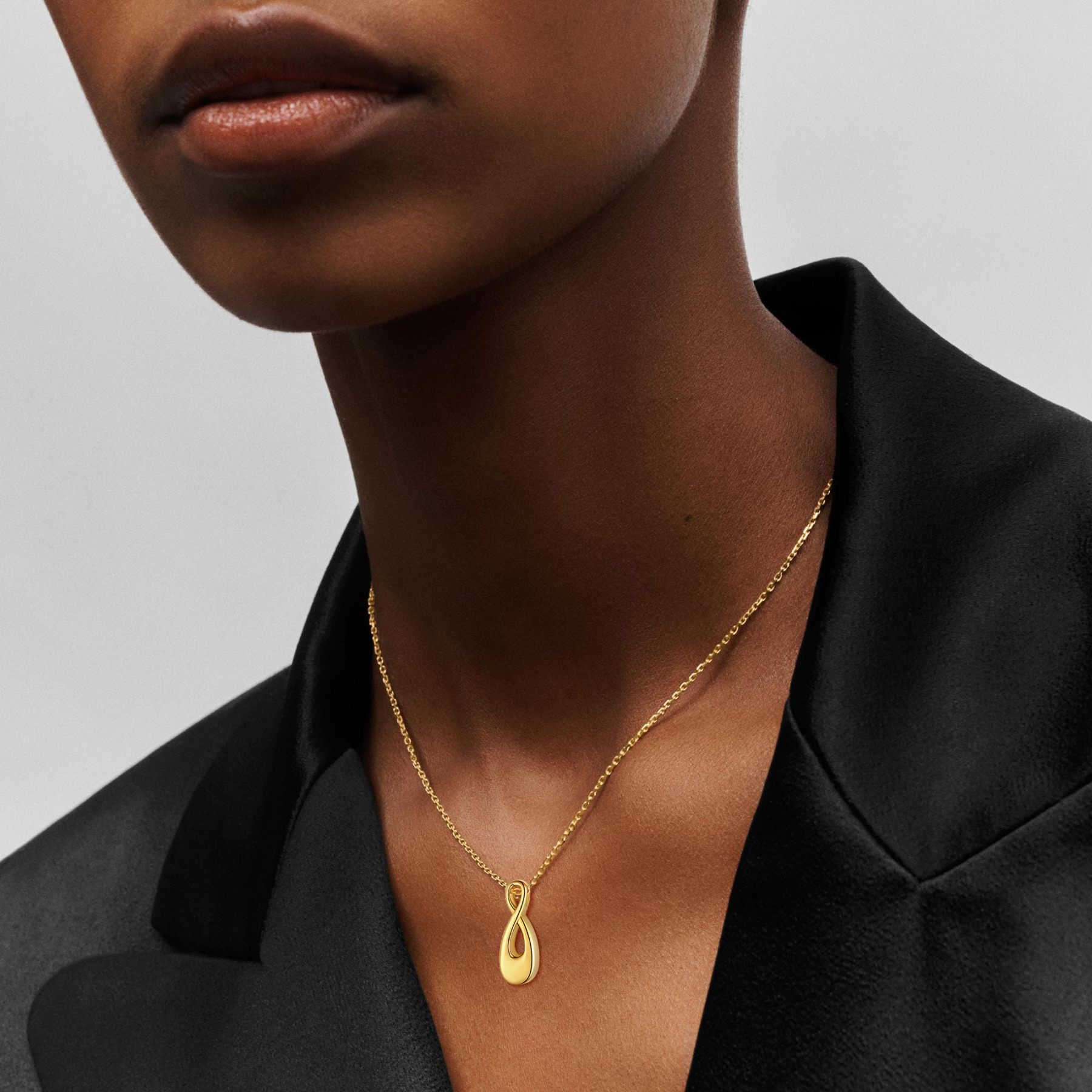 Custom Engraved Urn Cremation Infinity Necklace for Ashes model gold