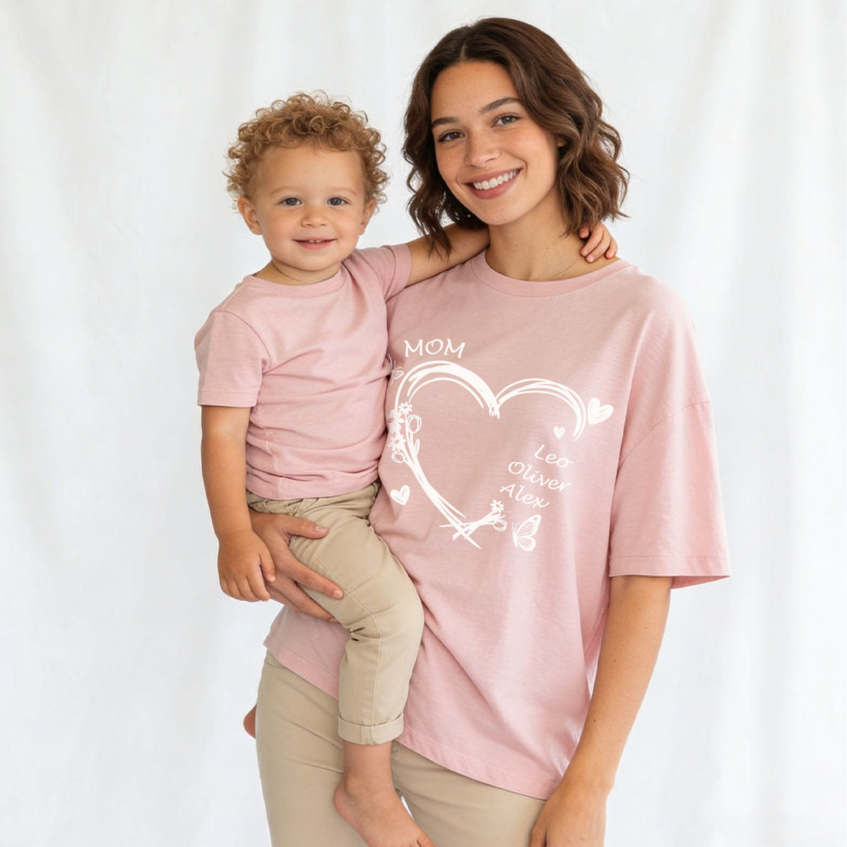 Personalized Heart & Name T-Shirt for Mom Mother's day Gift
