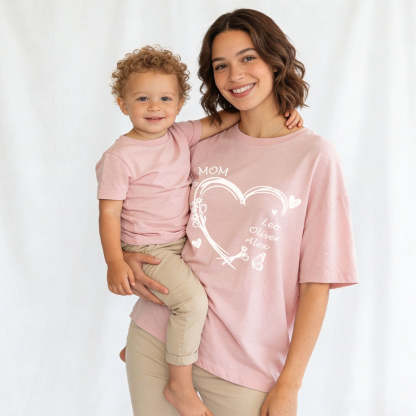Personalized Heart & Name T-Shirt for Mom Mother's day Gift