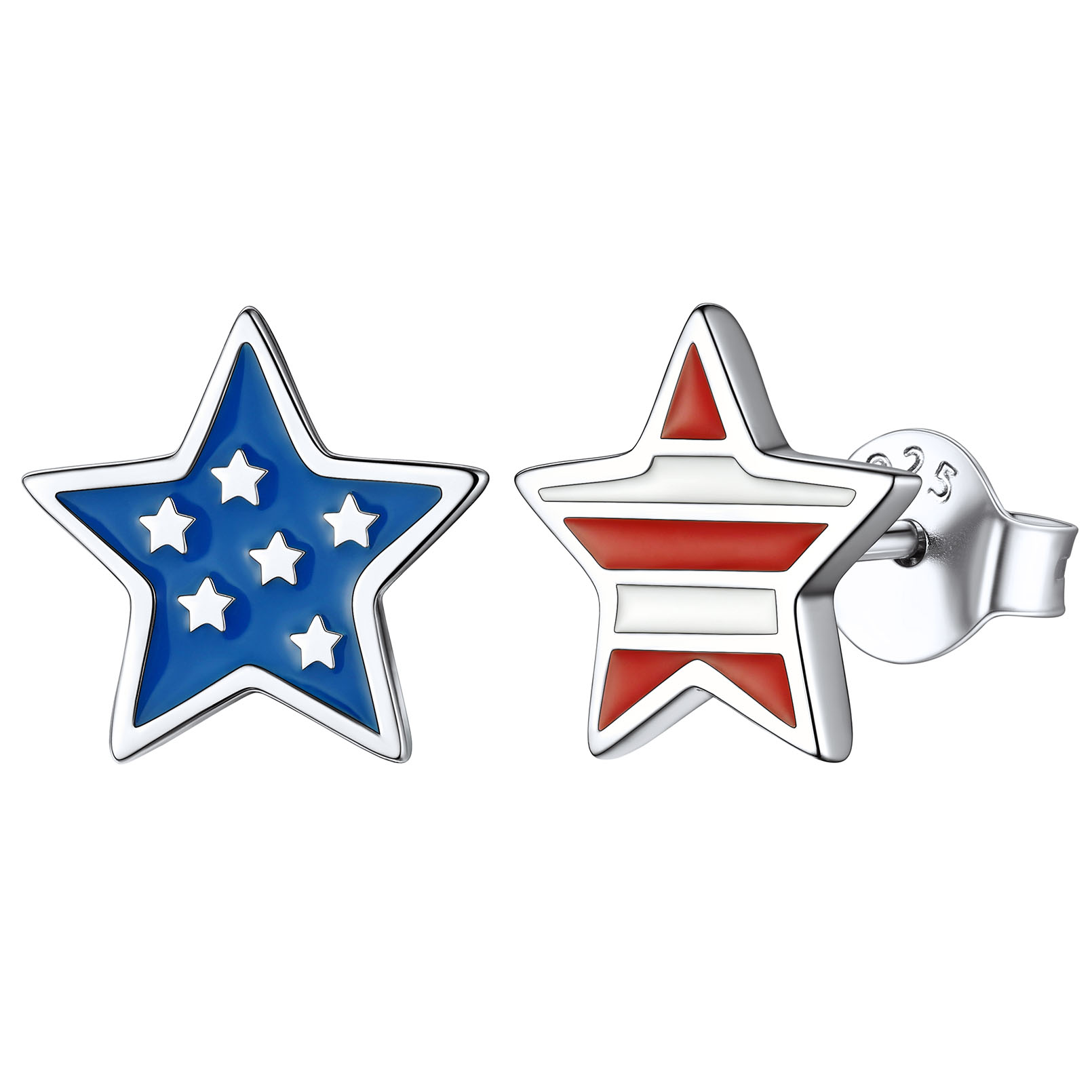 4th of July American Flag Stud Earrings for Women double stars
