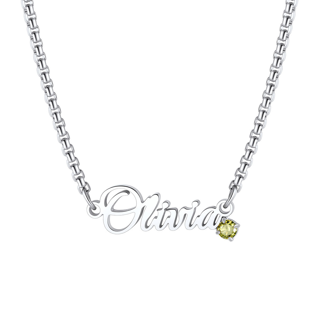 Custom Name Birthstone Chain Necklace for Women