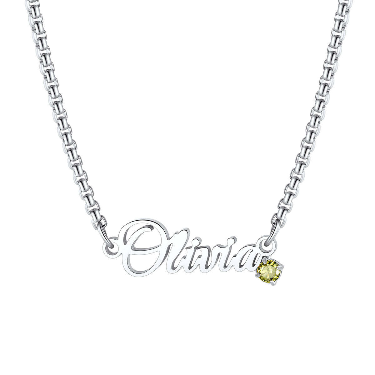 Custom Name Birthstone Chain Necklace for Women