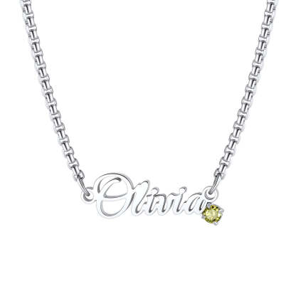 Custom Name Birthstone Chain Necklace for Women