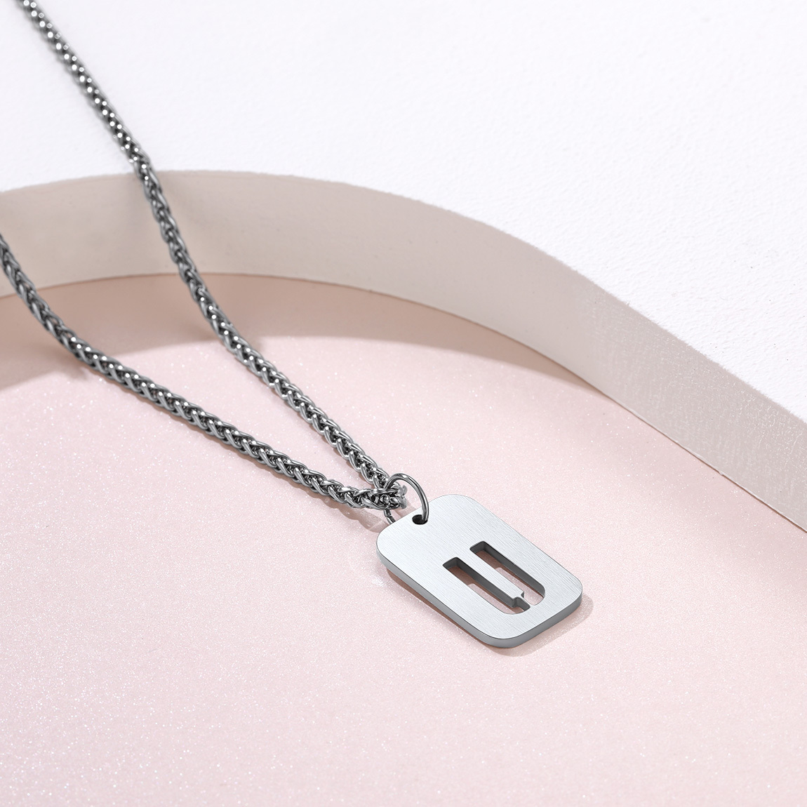 Customizable Military Dog Tag Initial Necklace U