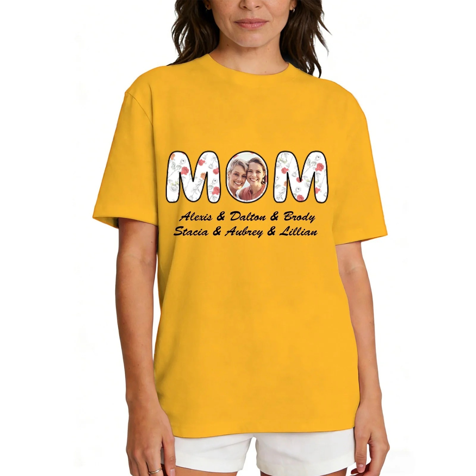 gift for mom Personalized Mom T-Shirt with Kids' Names