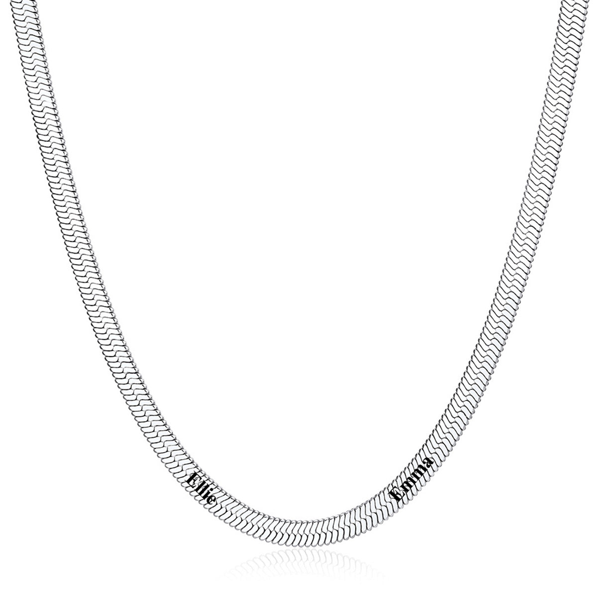 5mm Custom Engraved 2 Names Herringbone Chain Necklace 