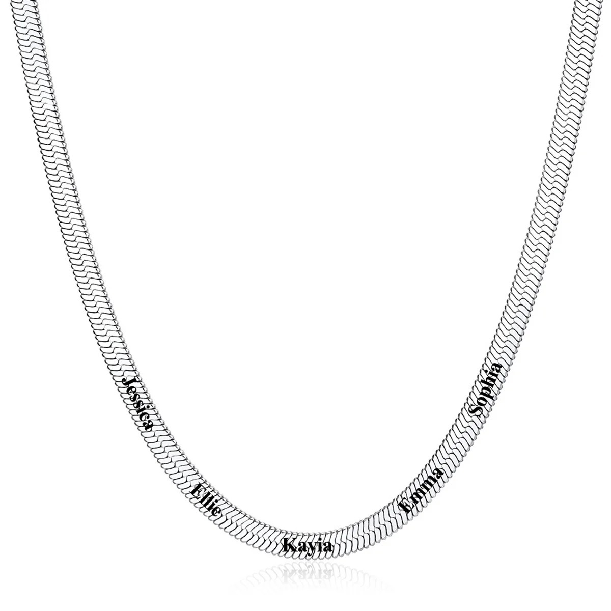 5mm Custom Engraved 5 Names Herringbone Chain Necklace 