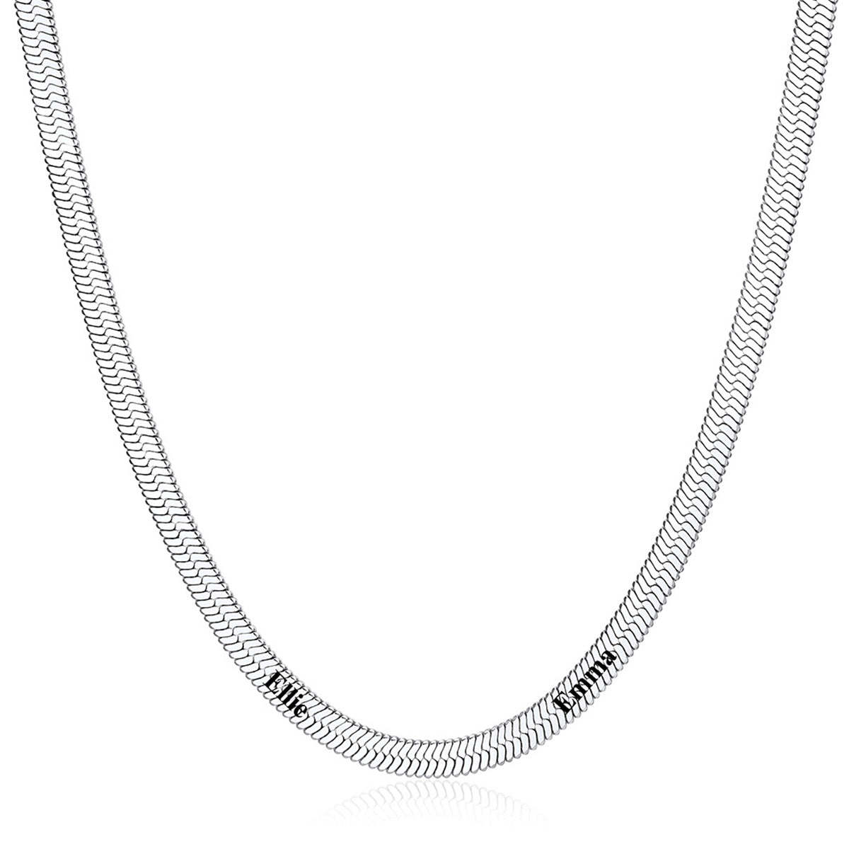 5mm Custom Engraved 2 Names Herringbone Chain Necklace 