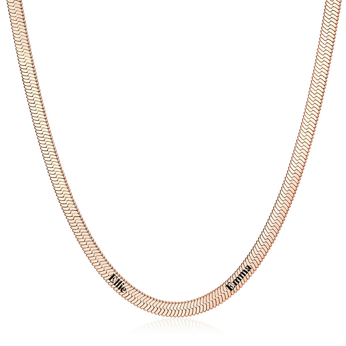 5mm Custom Engraved Multiple Names Herringbone Chain Necklace