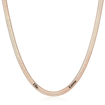 5mm Custom Engraved Multiple Names Herringbone Chain Necklace