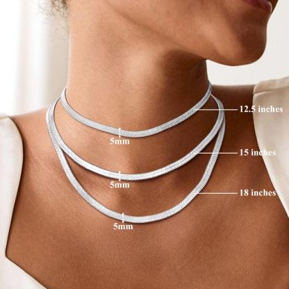 5mm Custom Engraved Multiple Names Herringbone Chain Necklace Gift for Her