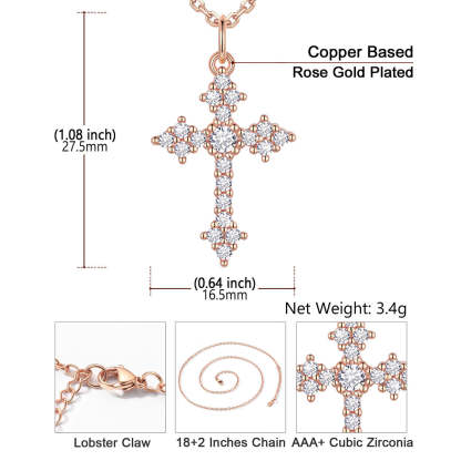 Cubic Zirconia Cross Necklace for Women