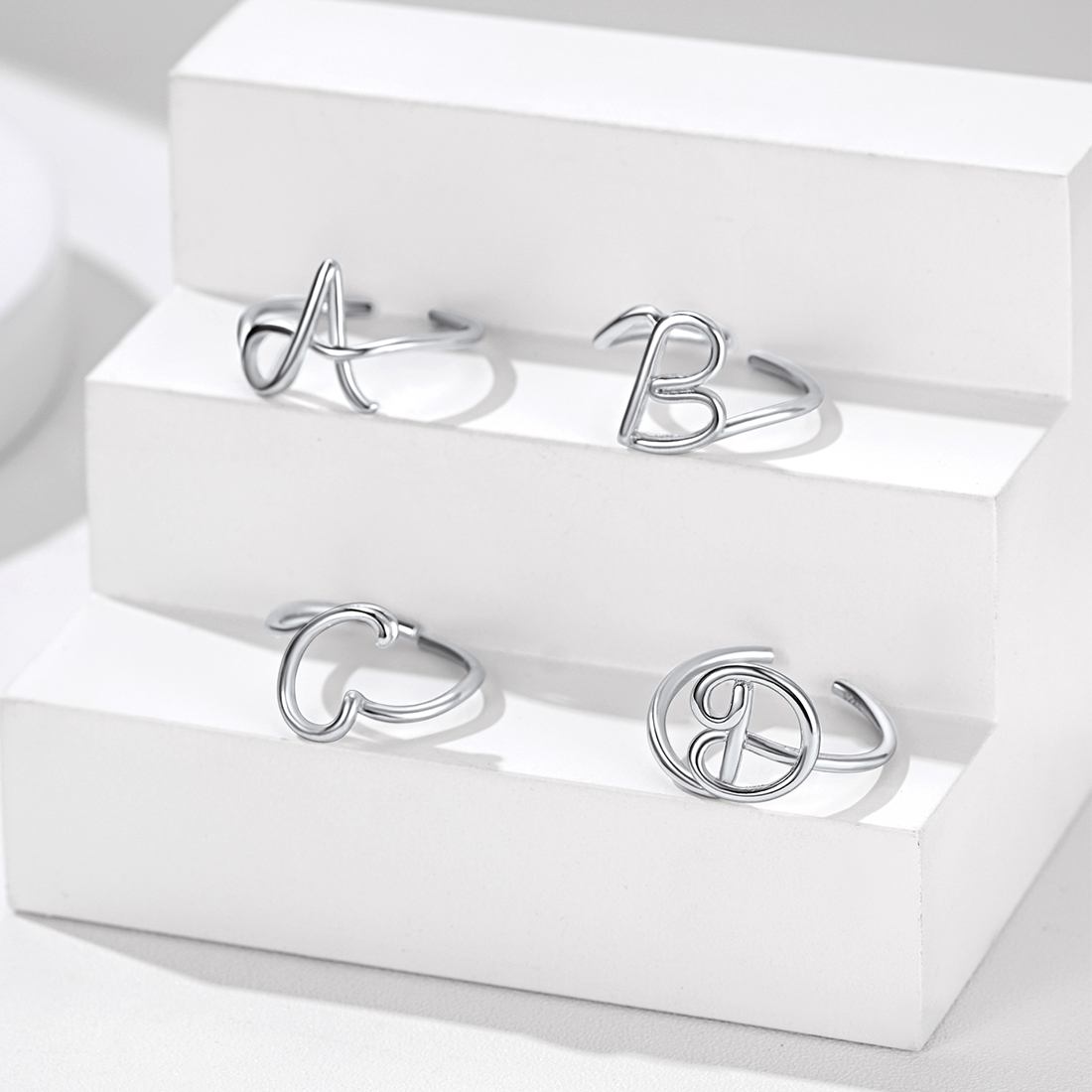 Sterling Silver Statement Initial Adjustable Letter Ring