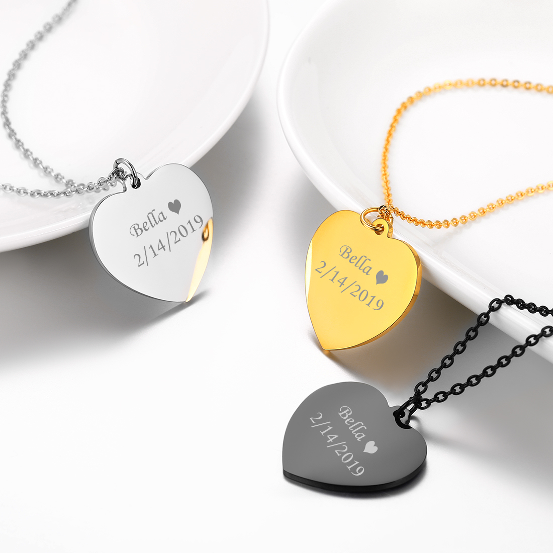 Personalized Engraved Heart Necklace collection