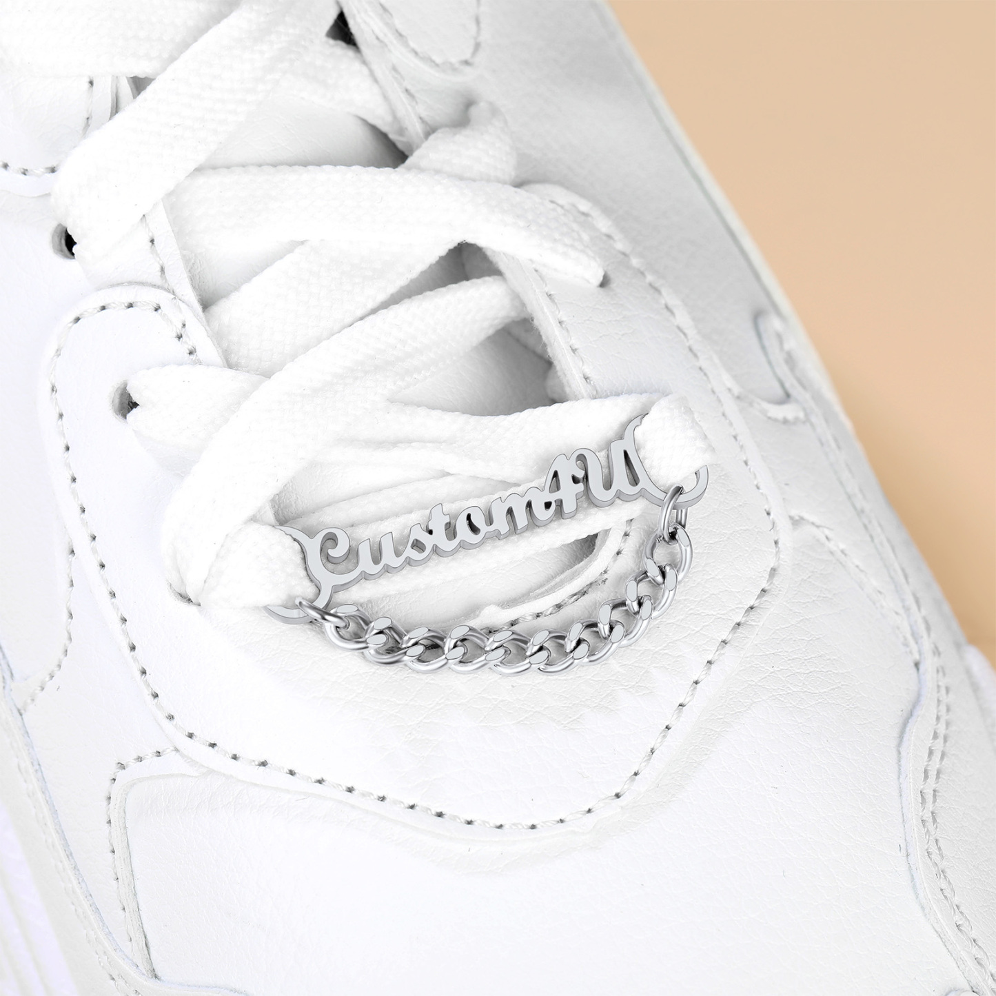 Personalized Nameplate Shoelace Buckle 2Pcs Styke B Silver Scene