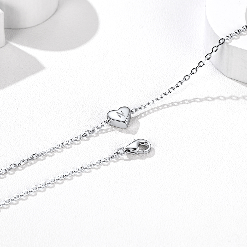 925 Sterling Silver Initial Anklets Dainty Heart Ankle Bracelet For Women silver occasion