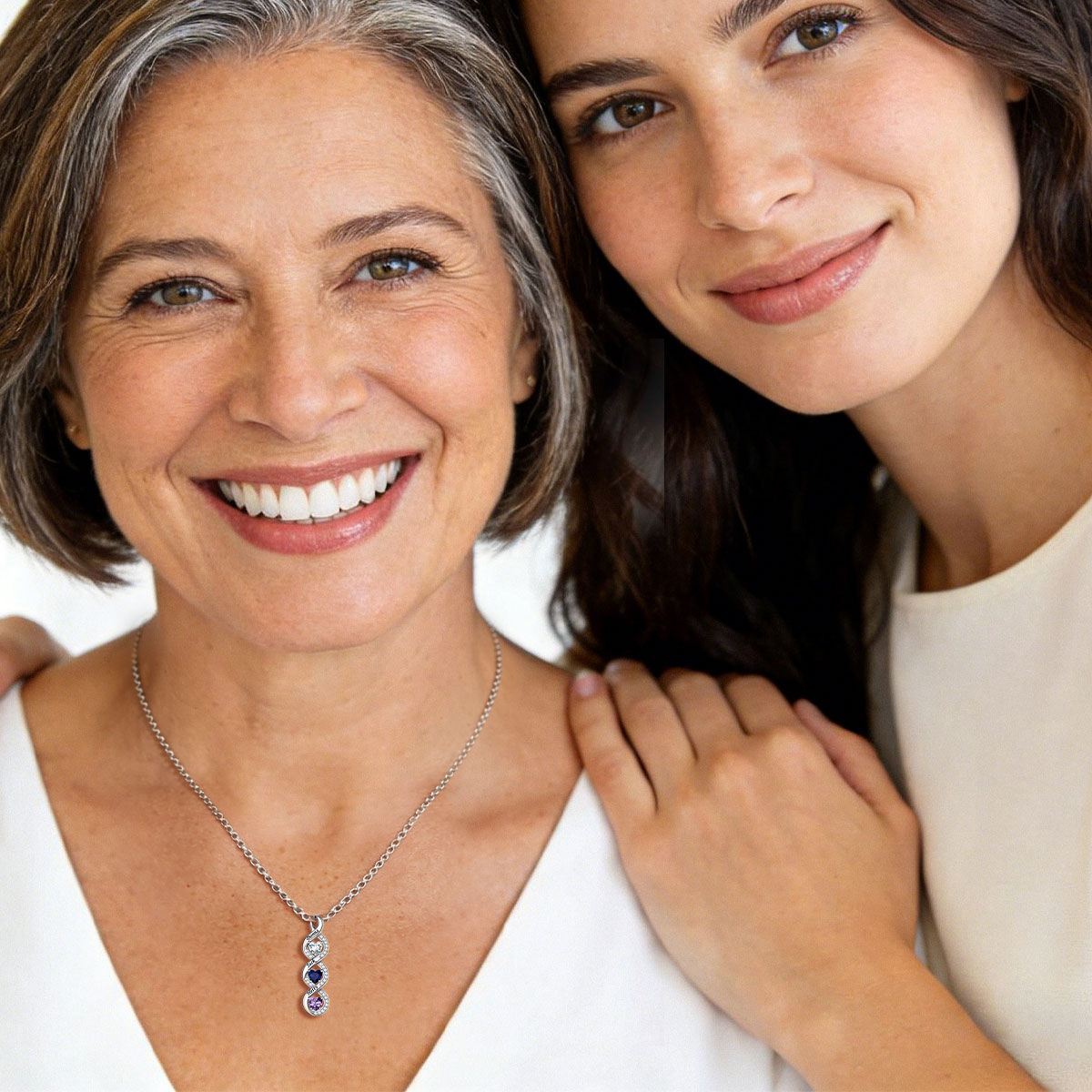 Custom Heart Infinity Birthstone Necklace For Mom with Family Names Mother's Day Gift