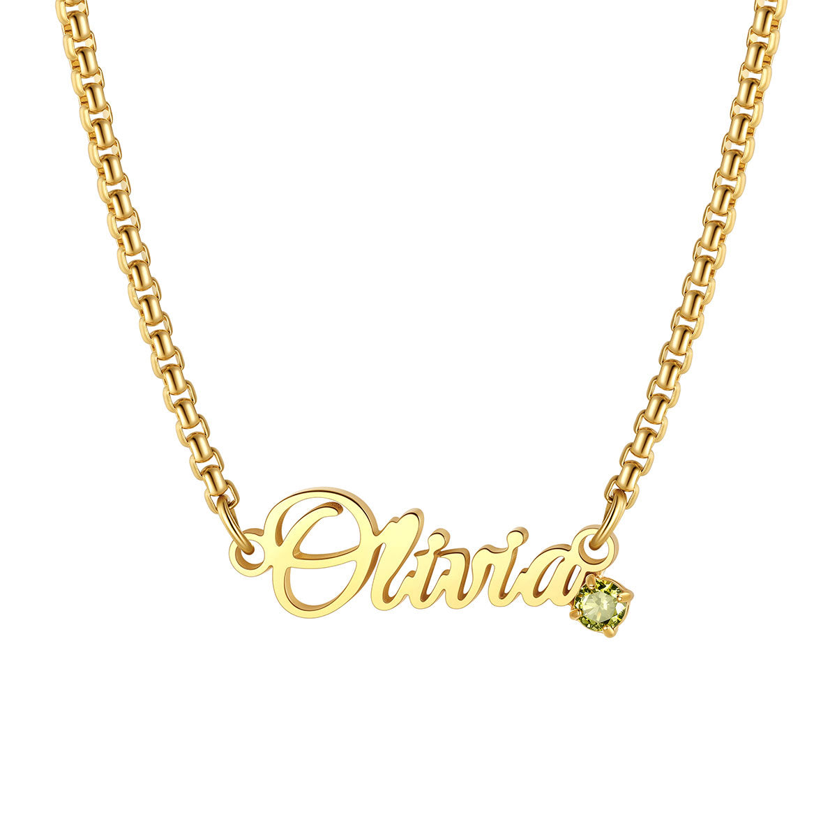 Custom Name Birthstone Chain Necklace for Women