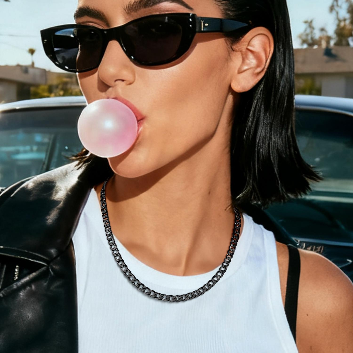 6mm Miami Cuban Chain Punk Necklace for Women